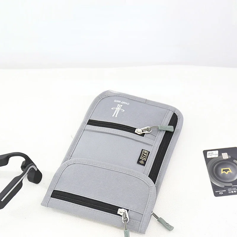 Travel Documents, Passport, Flight Ticket Storage Bag, Multi-functional Anti theft Portable Crossbody Wallet, Mobile Phone Bag