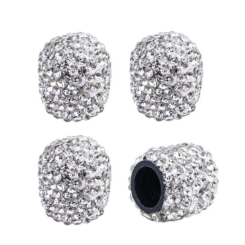 4pcs Rhinestone Shiny Tire Valve Stem Caps Diamond Bling Bling Car Wheel Valve Cover Decoration Dustproof Cap Tyre Accessories