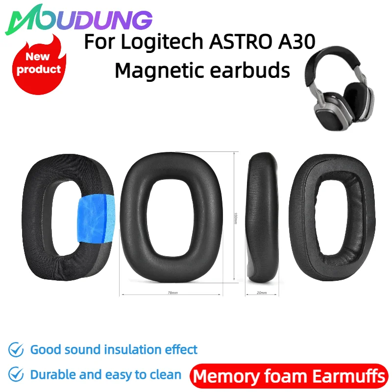 

MOUDUNG Replacement Protein skin memory sponge Ear Pads For Logitech ASTRO A30 Magnetic earbuds Headphone Earpads Accessory