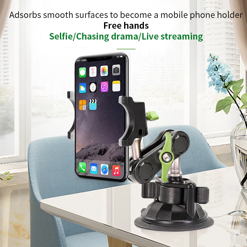 Universal Metal Phone Clamp Holder in Car Ball Head Bracket Suction Cup Mount 360 Rotate Stand for iPhone Samsung Xiaomi Clip