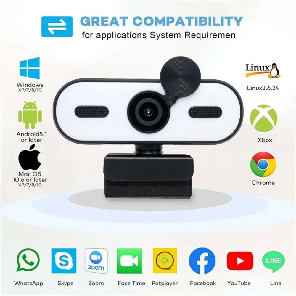 4K 2K Mini Webcam 1080P HD for PC Laptop Autofocus 30 FPS USB Webcam with Noise-Reducing Mic&Privacy Cover Web Camera Portable