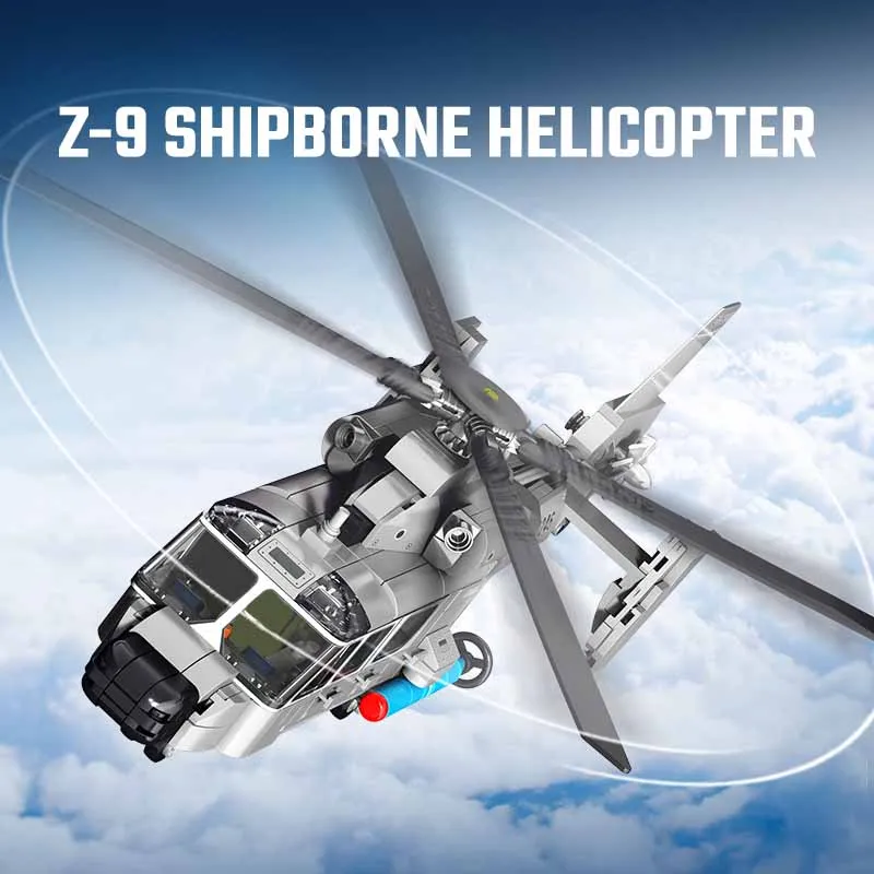 SEMBO-bloques de construcción de piezas para niños, juguete de ladrillos para armar helicóptero de Z-9, serie Shipborne, ideal para regalo, código