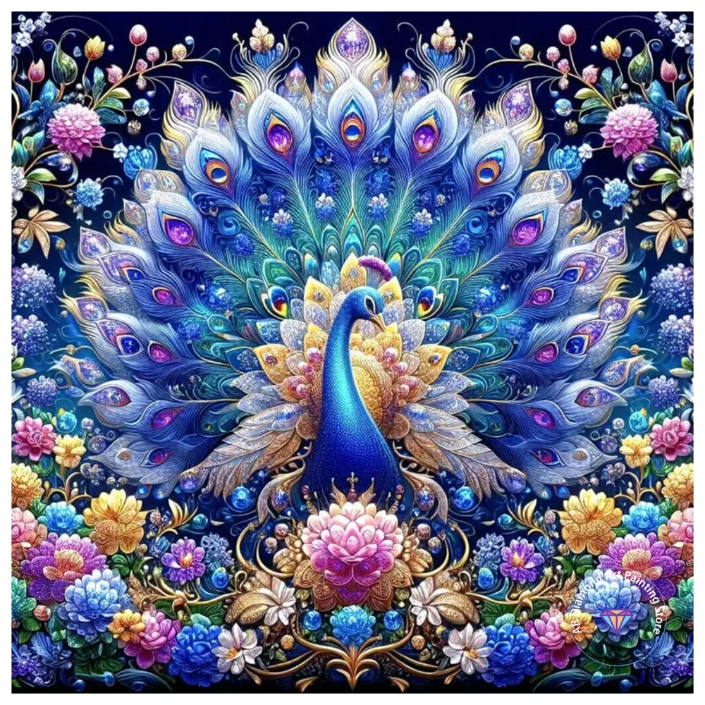 

Peacock Animal Flower AB Diamond Painting Kit Square Round Diamond 5D DIY Mosaic Handmade Art Adult Exquisite Gift Home Decor