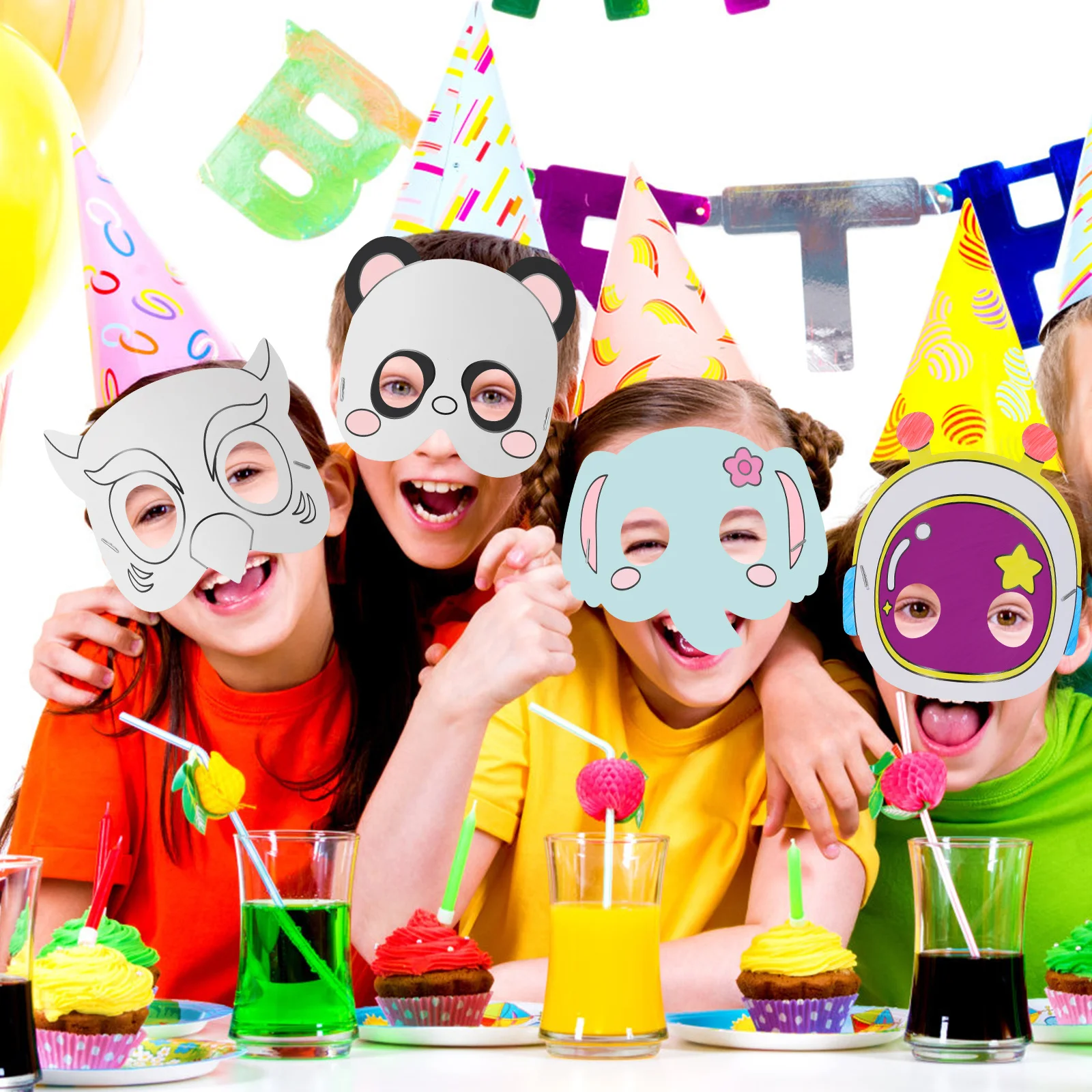 หน้ากากกระดาษเปล่า 10 ชิ้น สำหรับงานปาร์ตี้ งานประดิษฐ์ งานคอสเพลย์ ฮาโลวีน สำหรับเด็กและผู้ใหญ่ รูปสัตว์ นักบินอวกาศ