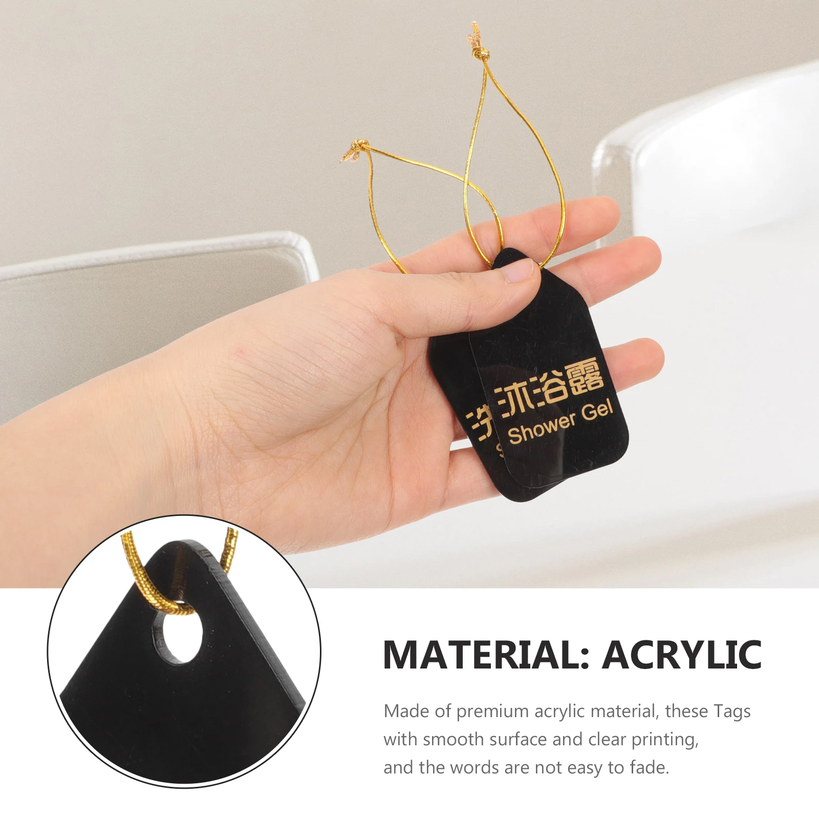 

1 Set Acrylic Bathroom Label Shampoo Shower Gel Dispenser Hotel Toiletries Identification Reusable Lotion Tags For Home Bathroom