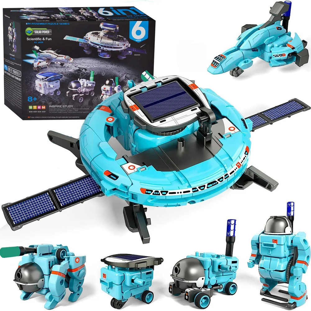 ABS 6 In 1 Solar Robot Kit Toys DIY Space Robot Science Building Toys Educational Learning Robot For Boys Girls