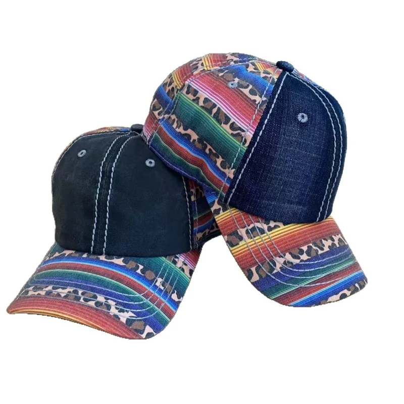 

ALIDI SC Autumn/Winter New Product Cowboy Vintage Washed Personalized Printed Baseball Hat Soft Top Duck Tongue Hat for Women