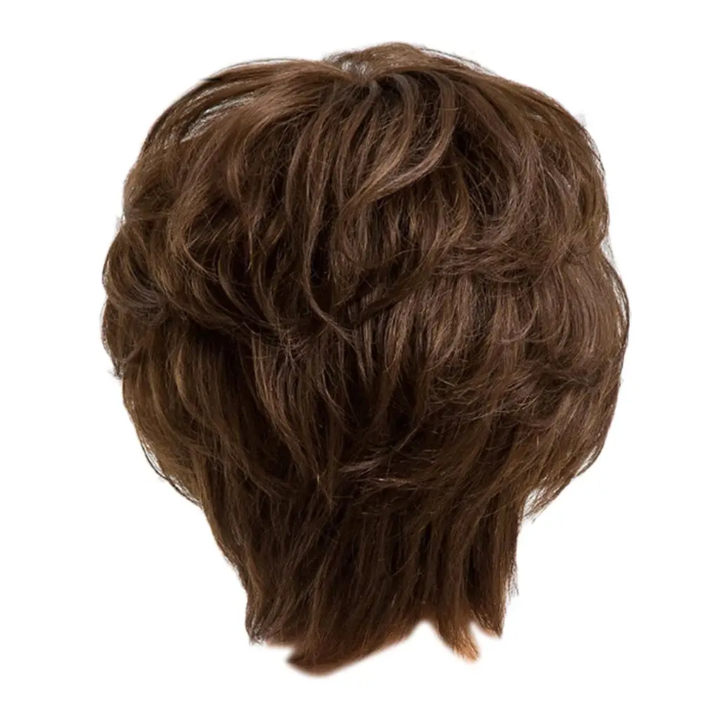 Perruques de vrais cheveux humains pour dames, perruque complète, brun naturel