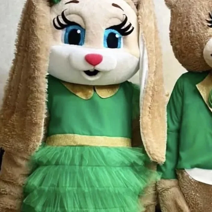 Green Suits Brown Bear Rabbit Mascot Costume Easter Bunny Wedding Birthday Party Dress Halloween Christmas Adults Fancy Fursuit