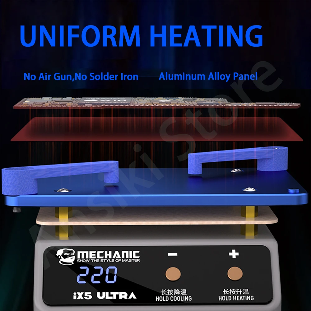 MECHANIC ix5 Ultra Heating Platform Preheating Layering for Motherboard Layering Tin Planting Glue Removal Heating Table tool