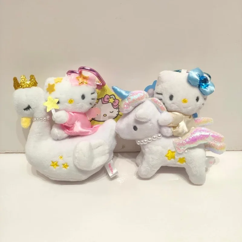 Nova coroa real kitty gato unicórnio cisne boneca de pelúcia pingente kawaii sonhador sanrio feminino unicórnio dos desenhos animados boneca chaveiros presente
