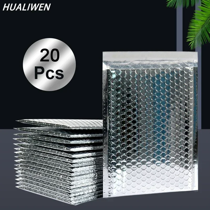 20pcs/lot silver aluminum plated film bubble bag jewelry express packaging bag waterproof insulation bag