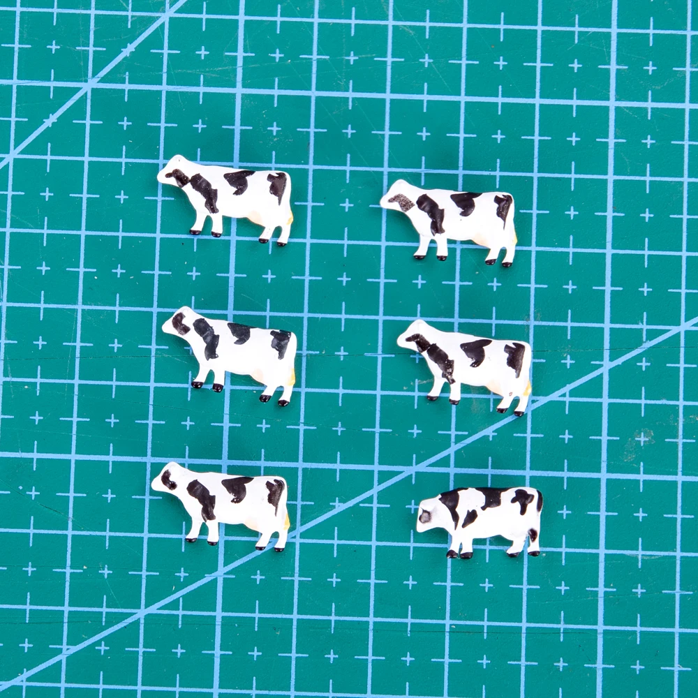 N Scale Miniature Cow/Cattle Model Farm Animals Diorama For Diy Building Sand Table Scene Materials Kits 6Pcs