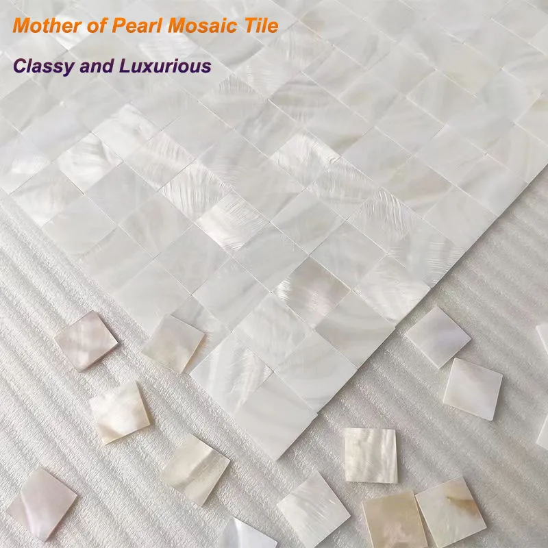 2024 High-end 25MM Particle White Shell Mosaic Tile 30x30cm Natural Mother of Pearl Wall Tiles For Home Decoration (8 Pcs/Pack)