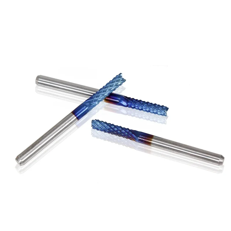 10 Pcs 3.175 Blue Shank Coated Carbide End Milling Cutter Cnc Router Engraving Edge  Endmill 0.8-3.0mm