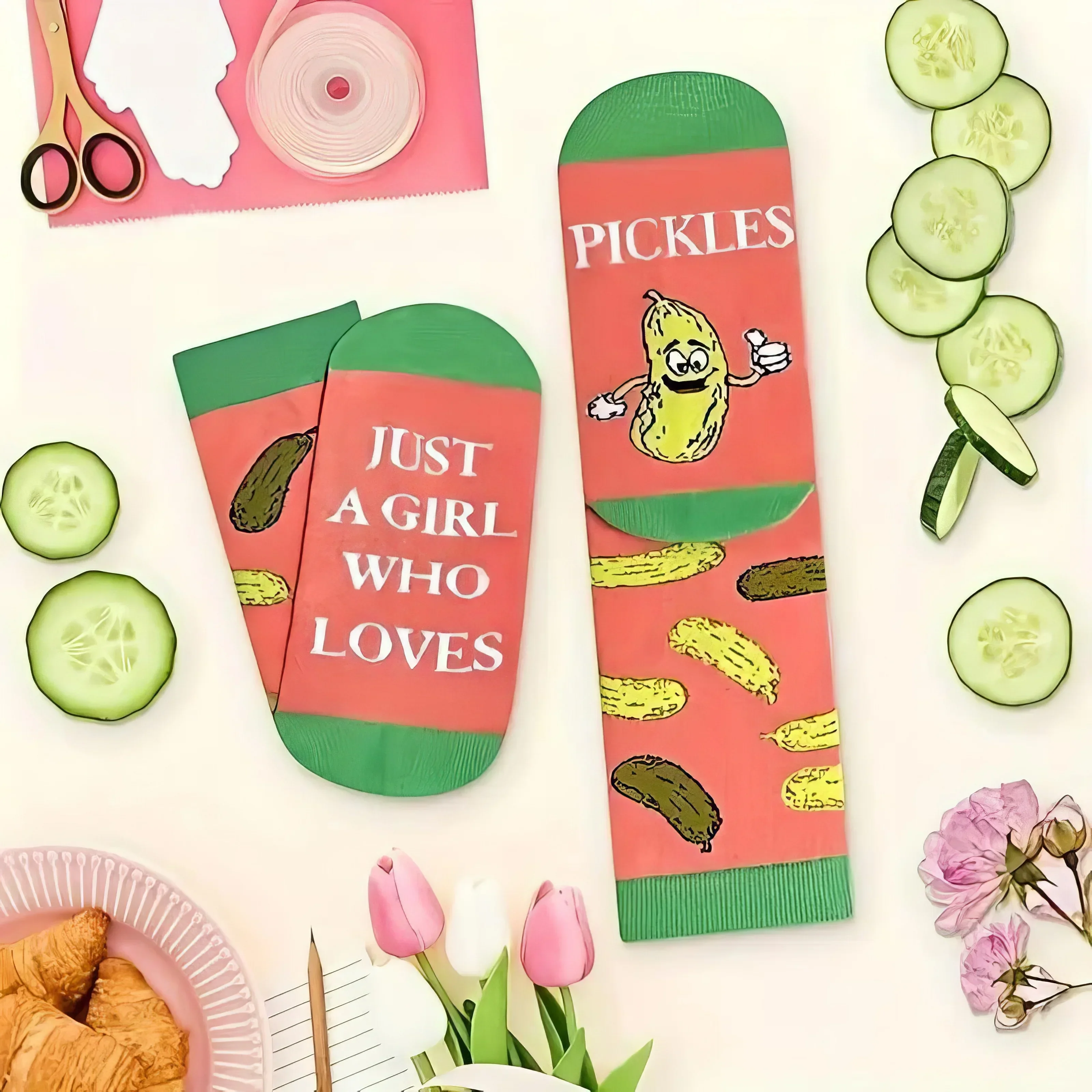 

1 Pair of Simple and Fun Kimchi Patterned Socks, Soft and Comfortable, Suitable for Daily Home and Sports