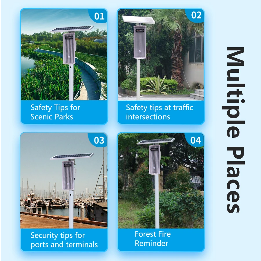 في الهواء الطلق إنذار صوتي بالطاقة الشمسية صفارة الإنذار الأشعة تحت الحمراء استشعار الحركة البشرية بارك السلامة صوت المطالبة المتكلم مع 433 التحكم عن بعد #5