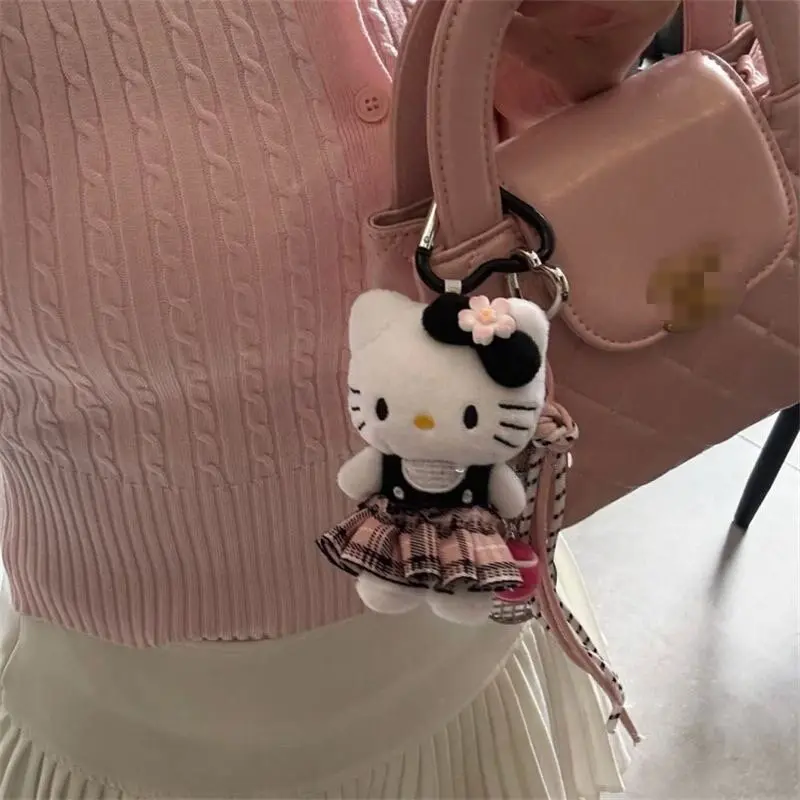 

Sanrio Sweet HelloKitty Keychain Anime Cartoon Kitty Cat Plush Hanging Key Chain Backpack Charm Ornament Pendant Charming Gifts