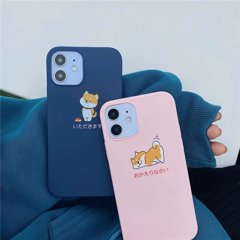 

Cartoon Shiba Inu Dog Phone Case For iPhone 11 12 13 14 15 Pro Max mini SE XS XR Plus Animal Pattern Soft TPU Cover Matte Coque