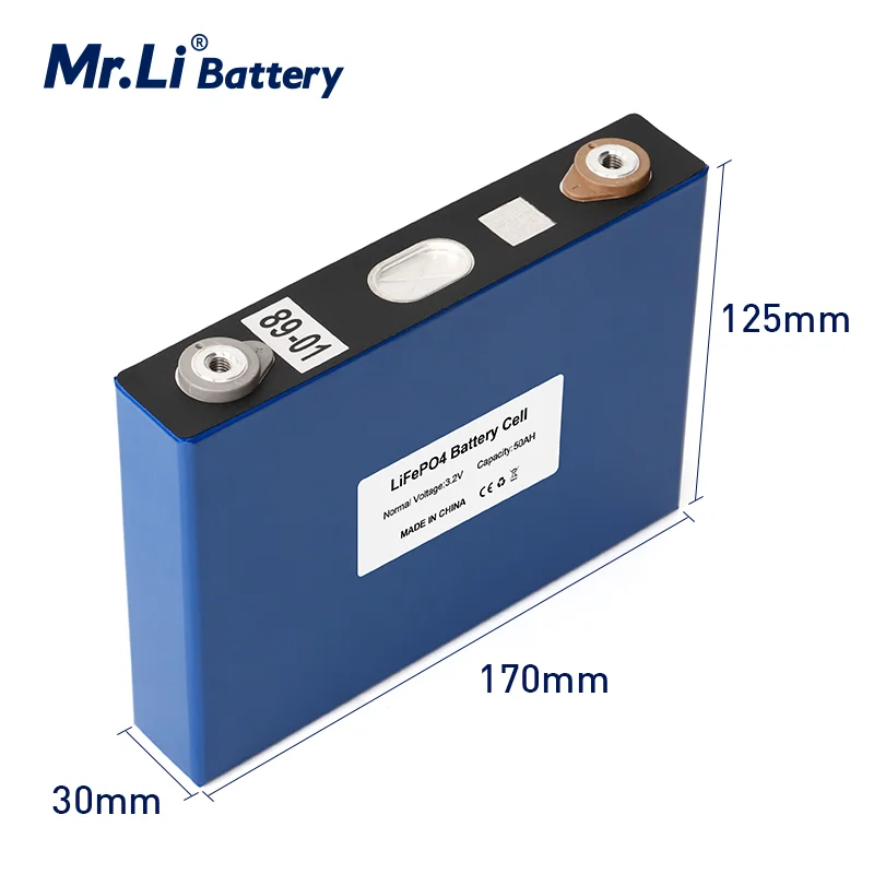 Mr.Li 3.2v 50Ah LifePo4 Battery 8PCS Prismatic Batteries 12V 24V For Solar Inverter Electric Vehicle Coach Golf Cart