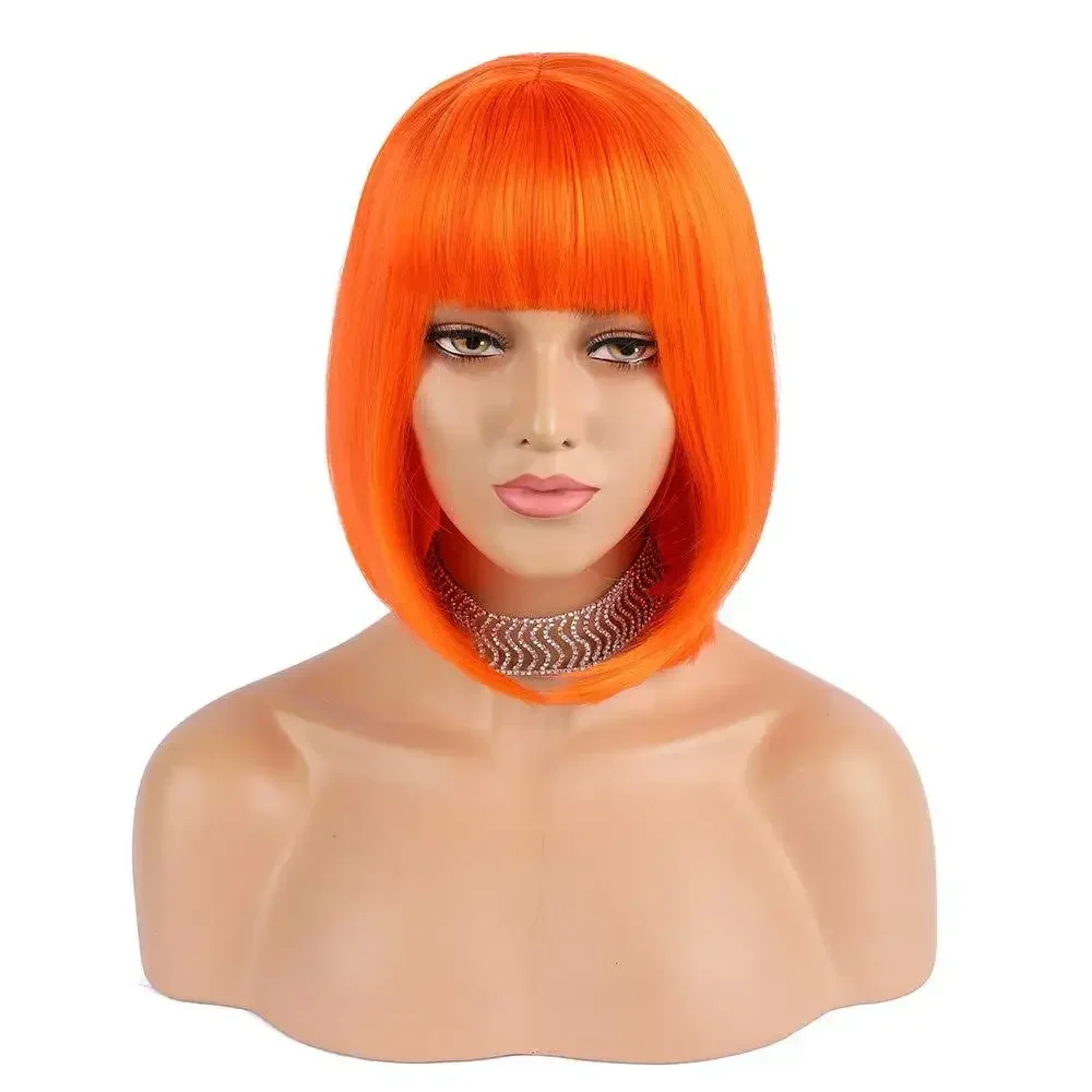 

Новый фильм The Fifth Element Leeloo, женский парик для косплея, оранжево-красные волосы, термостойкие парики из синтетических волос, кепка, платье на Хэллоуин