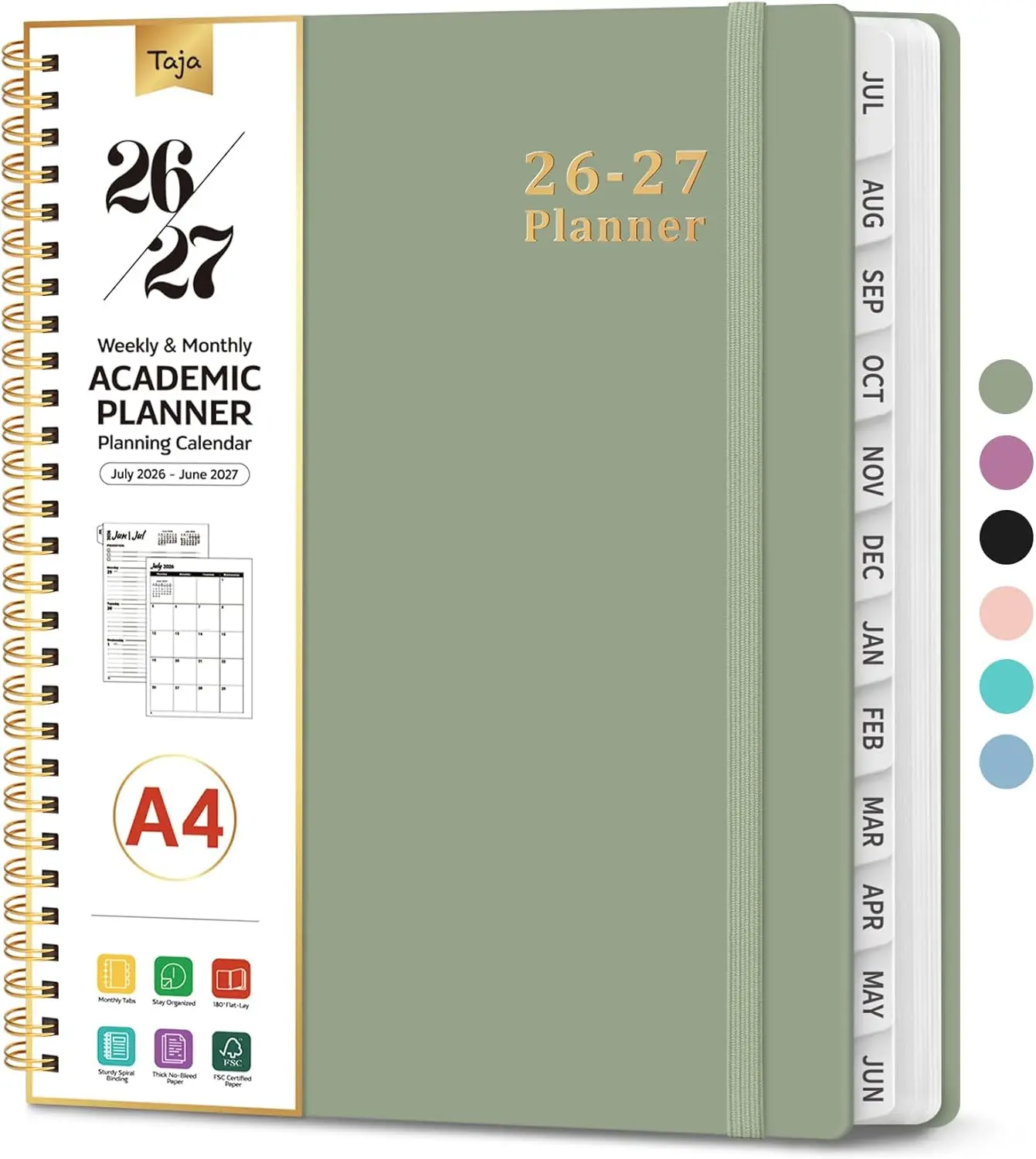 

Academic Year Planner 2026-2027, 8.5" x 11" Weekly & Monthly Calendar with Tabs, A4 Hardcover for School & Office