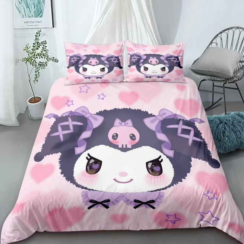 

Duvet Cover Kuromi Cartoon Quilt Cover Comfot Bedding Set King Queen Size Home Decor for Children Holiday Gifts