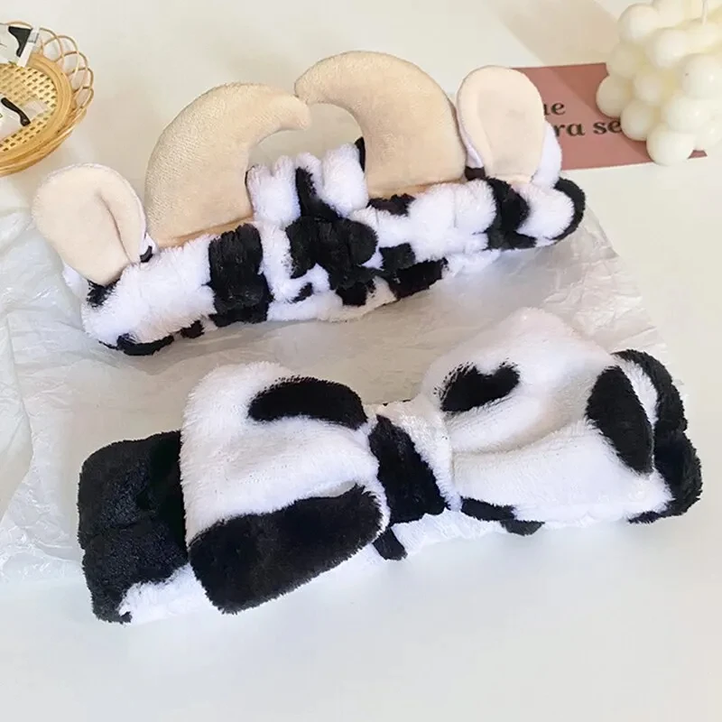 Three Dimensional Cow Headband Super Cute Cowhorn Headband Makeup Headband Womens Plush Hair Accessories