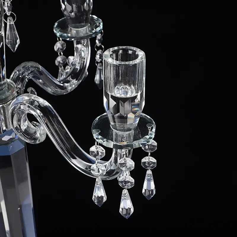 European Style 5 Head Crystal Candelabra Elegant Home Decor Centerpiece for Wedding Party Romantic Dinner Table Decoration