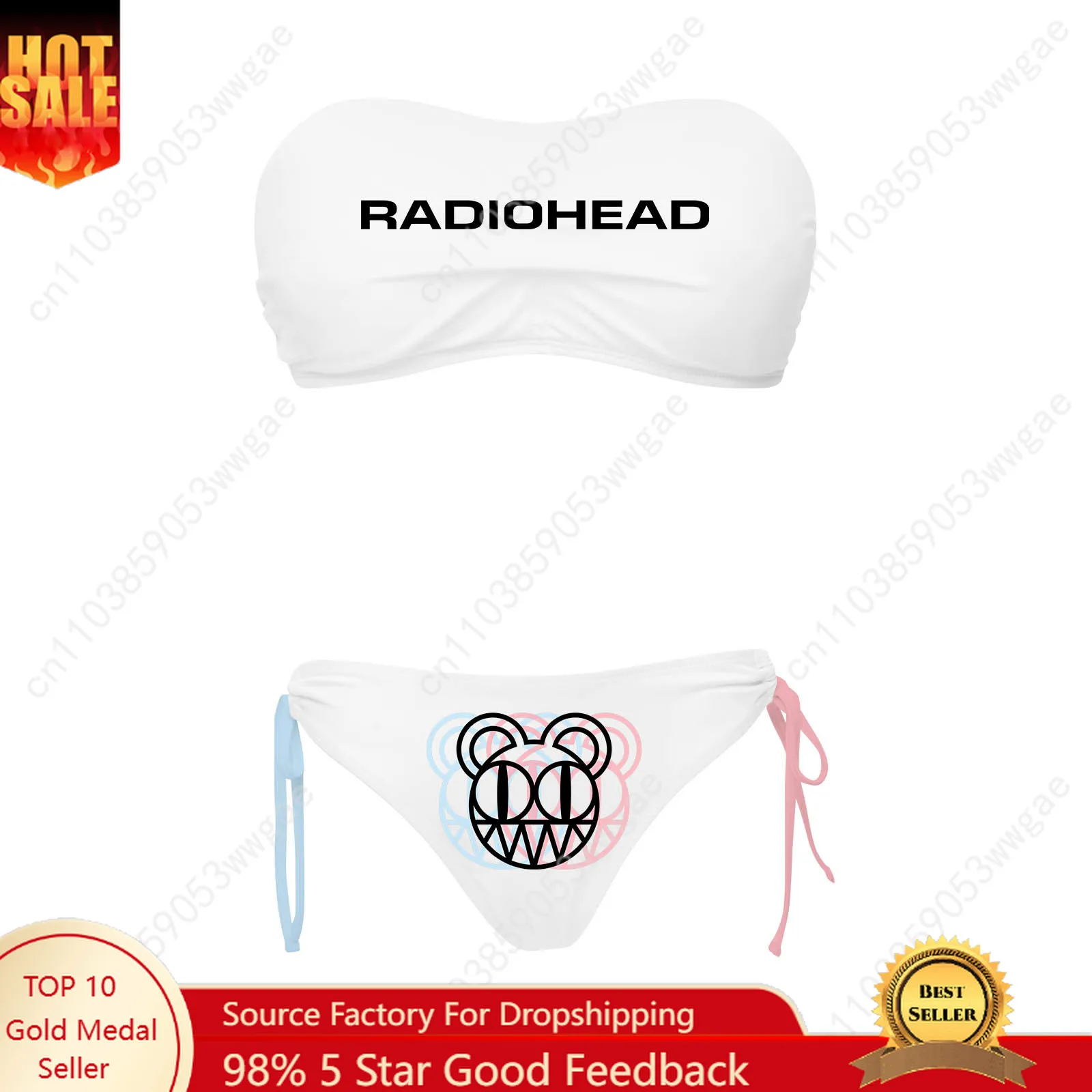 

Radiohead Rock Band Swimsuit Womens Drawstring Two Piece Set Bathing Suit Personalized Swimwear Bikini Customized Beachwears
