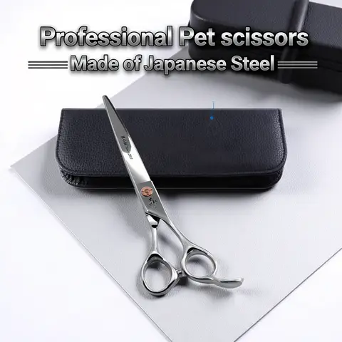 Fenice Japanese Steel 7 Inch Professional Pet Dogs Grooming Scissors Kit Straight&Curved &Thinner&Chunker&Fluffy Shear Scissors
