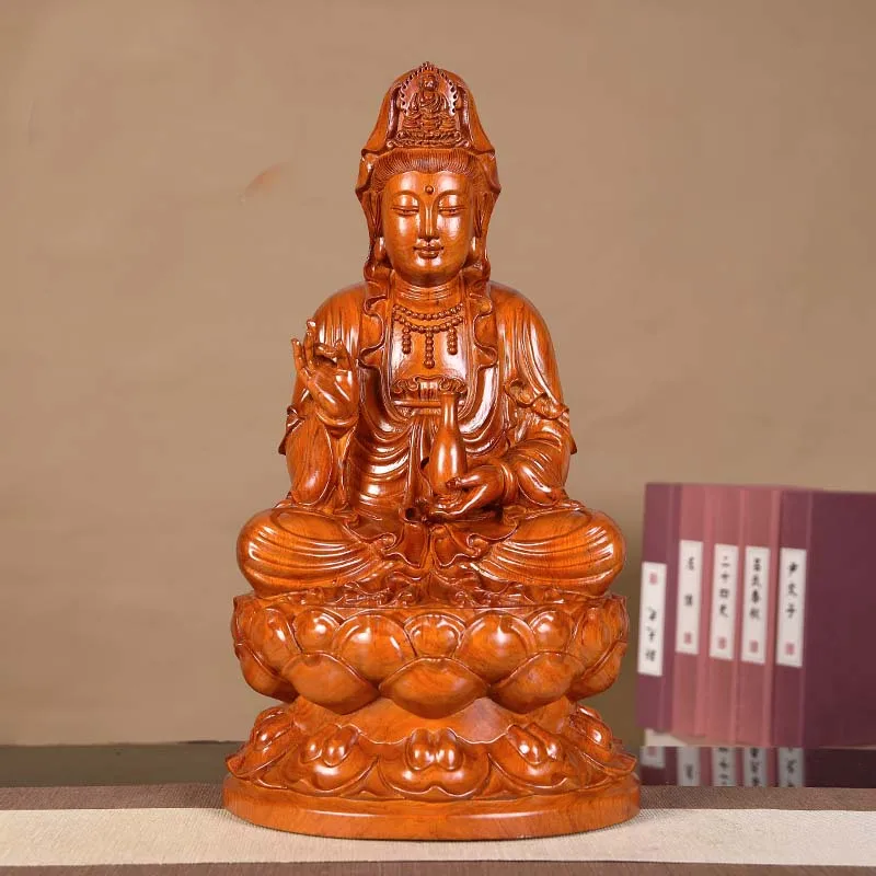 30CM grande Sudeste Asiático protección efectiva adoración palisandro de madera Guan yin PUSA Buda tienda para el hogar santuario estatua FENG SHUI