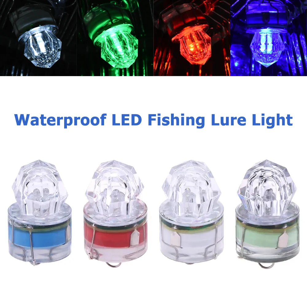 Colorful Mini Fishing Lure Light ABS Underwater Fishing Lamp Diamond Shape Fishing Bait Light Waterproof Luminous Fish Lure Lamp