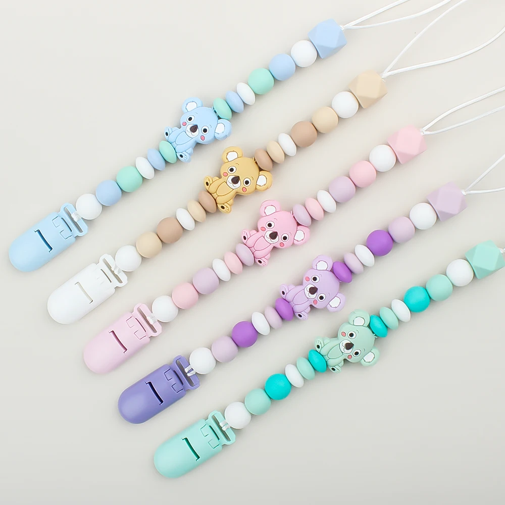 Baby Pacifier Clips Holder Koala Shape Dummy Nipples Teething Chain For Baby Pacifier Chain Nursing Chew Teething Toys