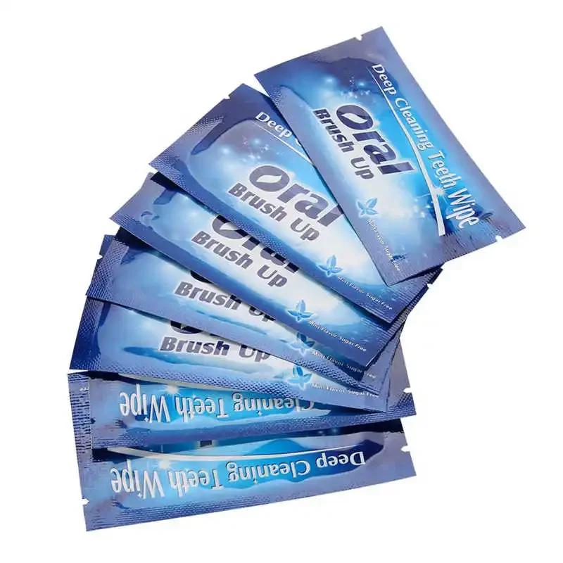 

50Pcs Disposable Teeth Deep Cleaning Wipes Brush Up Woven Cloth Mint Flavor Oral Hygiene Care Tools Residue Stains Remove Wipe