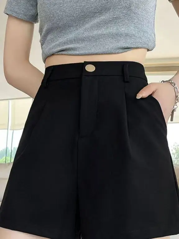 

Summer Thin Wide Leg Pants High Waist Loose Fit Casual Style Polyester Fiber No Brand Label Women's Suit Shorts Casual Wear