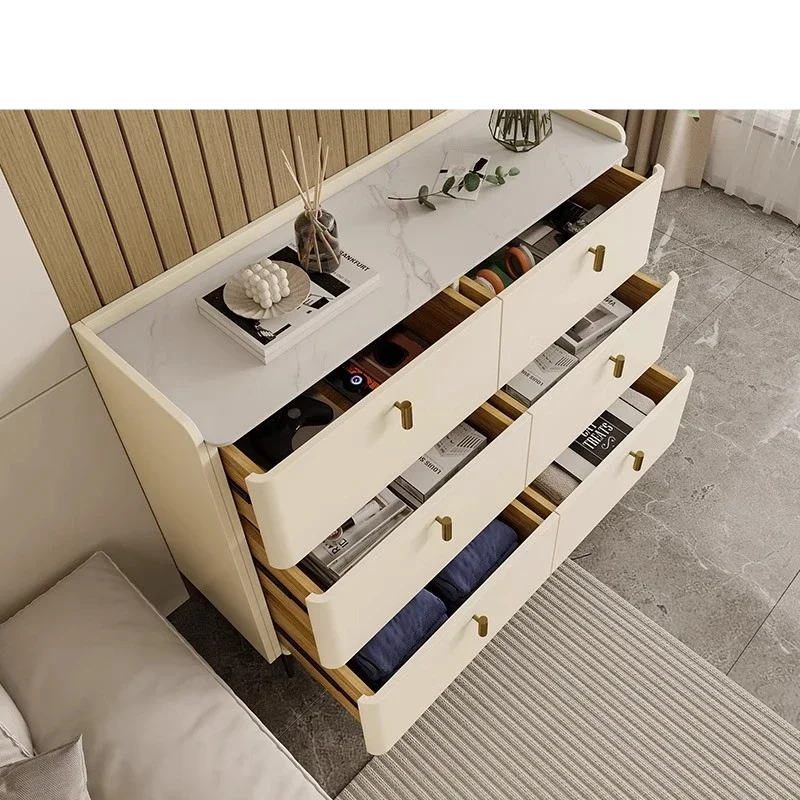 Cream wind light luxury rock slab solid wood 456 chest cabinet modern simple living room drawer storage cabinet bedroom locker