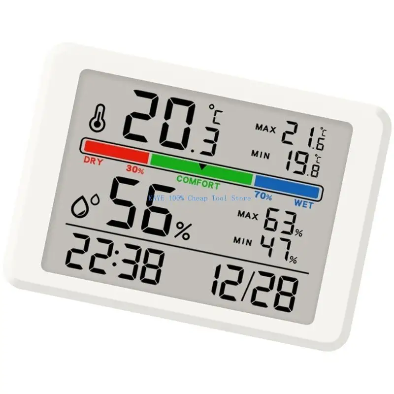 

G6KA Digital Alarm Clock with Indoor Environment Monitoring LCD Screen Battery Operated Backing for Home Or Office