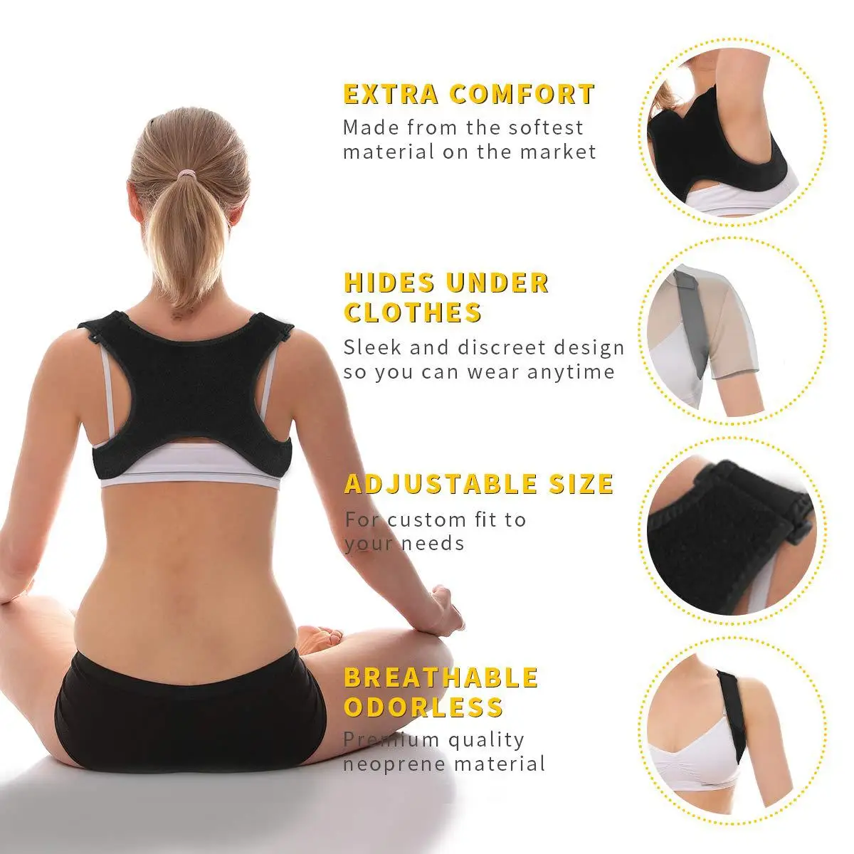 Back posture corrector corset clavicle column posture adjustable correction support belt pain relief traine column postu