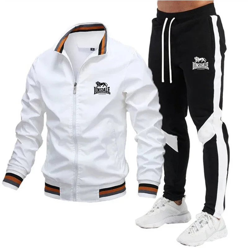 2024 New jogging men's clothing Men's jacket two-piece men's suit 2-piece top stitching trousers pilot jacket high-quality