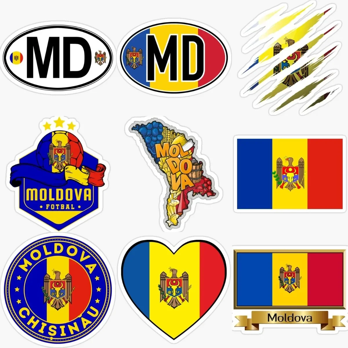 Moldova MD Map Flag National Emblem Creative Sticker for Covered Scratch Decorate Car Camper Window Truck Room Decal Accessories