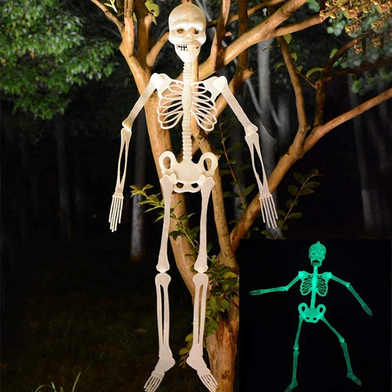 Luminous Skull Skeleton Body Scary Halloween Toy Haunted House Tricky Prop Halloween Party Decoration Props