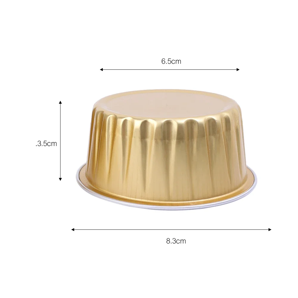 10Pcs Aluminum Foil Tin Cups Reusable Aluminum Foil Tin Pudding Cup Cake Mold Wedding Cupcake Wrapper Kitchen Baking Accessories
