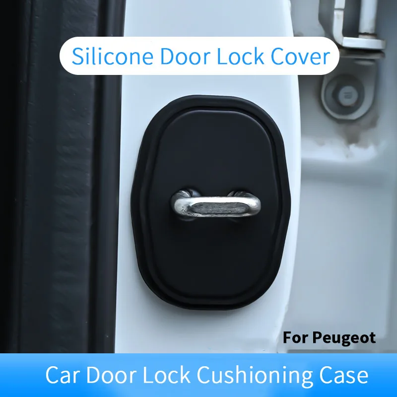 4pc/set Universal Silicone Car Door Lock Cover For Peugeot 206 5008 4008 3008 207 308 408 307 508 GT Auto Protection Stickers