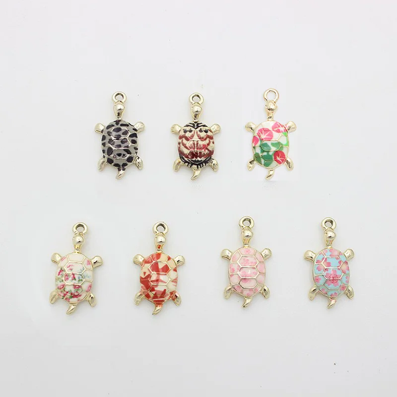 10Pcs 14*24mm Printed Turtle Charms Alloy Pendant For Jewelry Making Diy Bracelet Necklace Earring Handmade Accessories Supplies