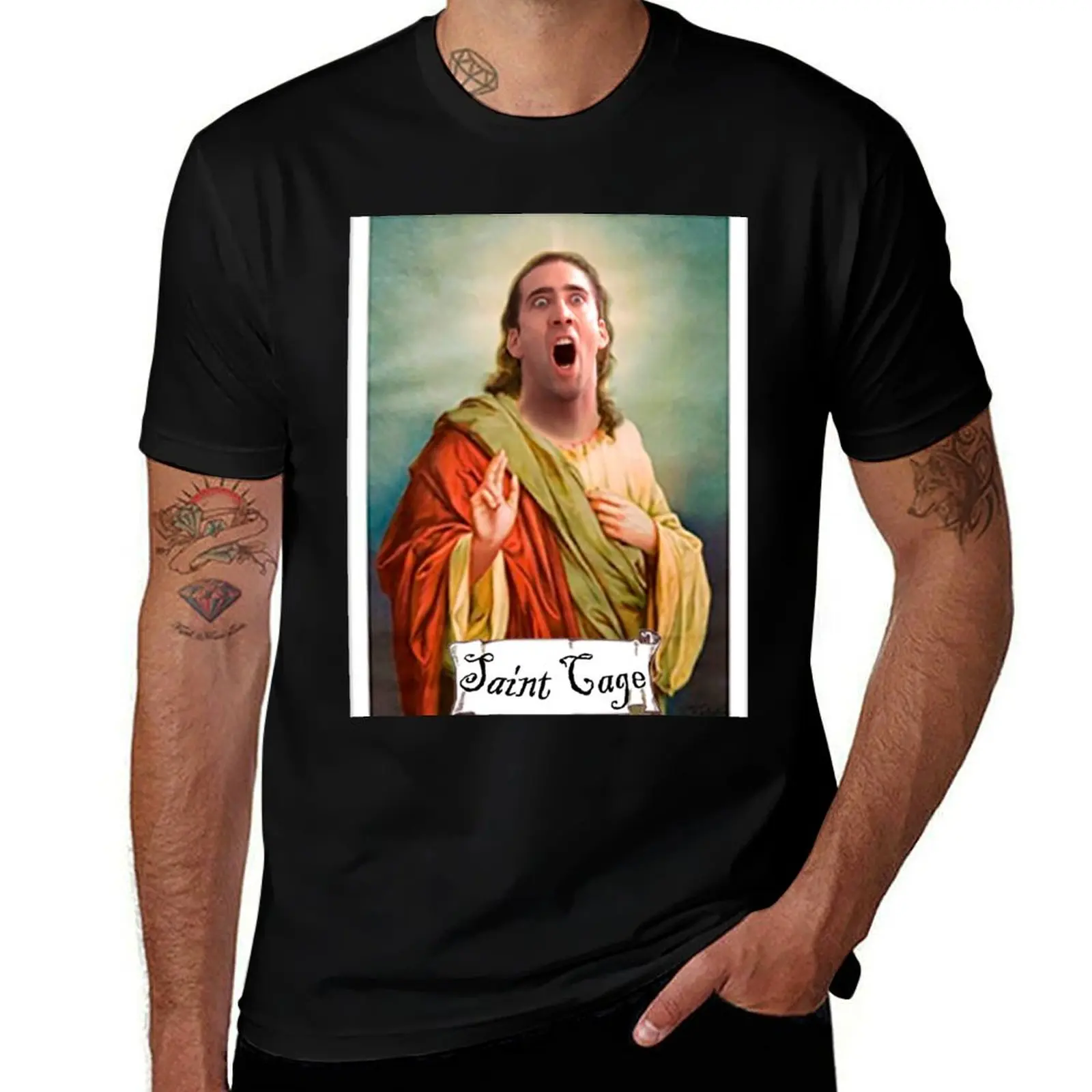 

Saint Nicolas Cage the Glorious T-Shirt black cotton t-shirt plain for man package man t shirt cotton high quality
