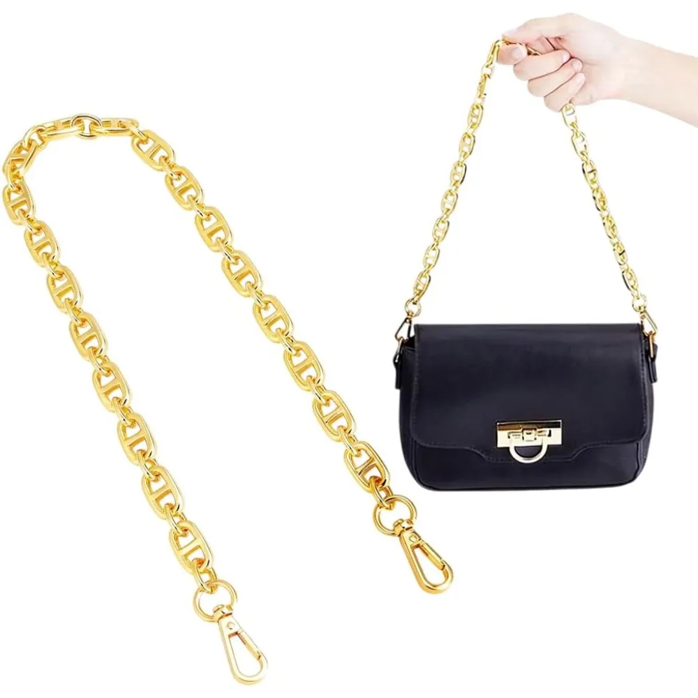 22.4 Inch Purse Chains for Handbags Golden Pig Nose Buckle Bag Chain Extenders Stylish Long Replacement Straps for Shoulder