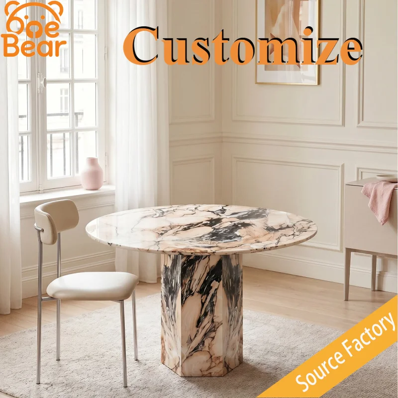 Integrated Marble Dining Table One-piece Stone Top Stable Structure Luxury Table for Upscale Residence
