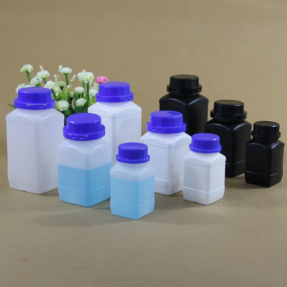 2 Pcs Big Mouth Square Bottle 1000ml Chemical Reagent Sample Sealing Liquid Storage Pe Plastic Labs