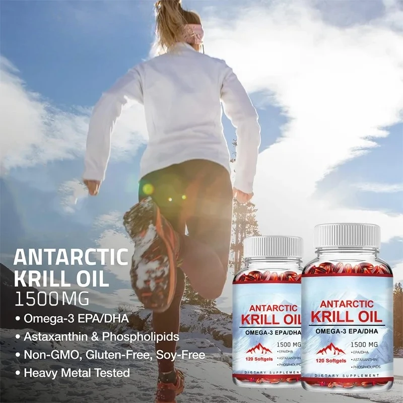 Antarctic Krill Oil - Omega-3 EPA, DHA - Reduce Joint Pain, Reduce Knee Pain, Supports Brain, Heart & Cardiovascular Health